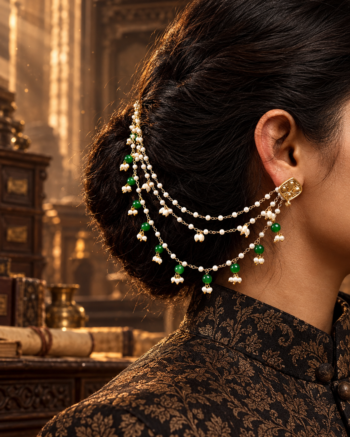THE FOREST WORE PEARLS (EAR CHAIN)