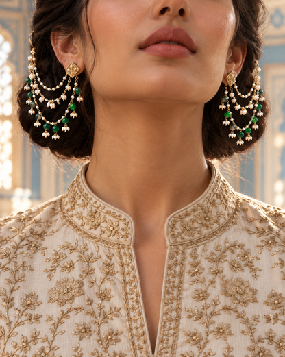 THE FOREST WORE PEARLS (EAR CHAIN)