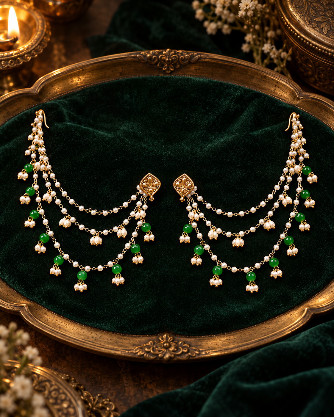 THE FOREST WORE PEARLS (EAR CHAIN)