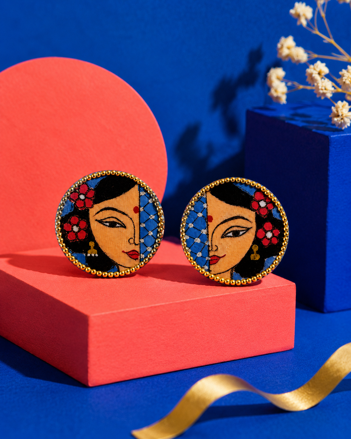 Face Card Never Declined illustrated face statement earrings by The House of SUFI.