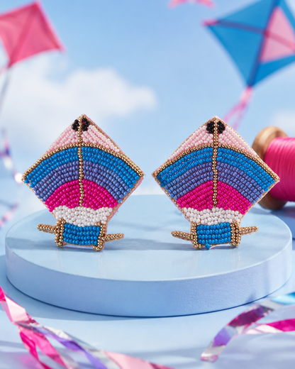 Good Vibes Fly High colourful beaded kite statement earrings by The House of SUFI.